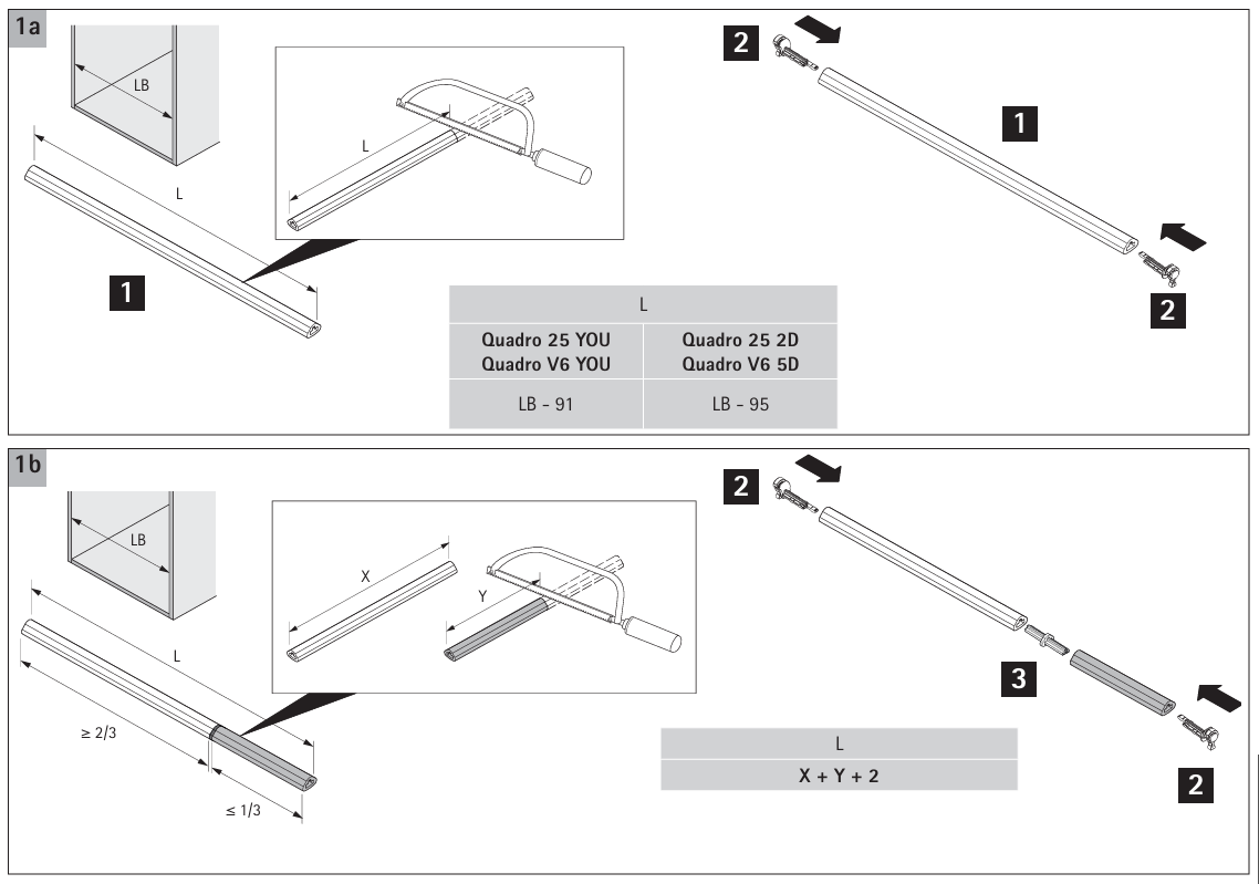 Направляючі Quadro V6 5D з механізмом Push to open, L-300 мм, з