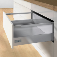 Комплект шухляди Atira H=176мм L=420мм з 1 релінгом, повного висування, Push to open Silent, сріблястий (14446)