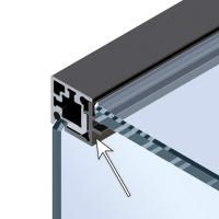 Декоративна заглушка для кутового профілю Cadro для скла, з виступом, 3000 мм, чорний матовий (9303920) Hettich