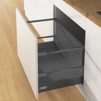 Комплект шухляди Atira H=144мм L=520мм з 2 релінгом, висота більше 200 мм, повного висування, з дотягувачем, антрацит (17454)