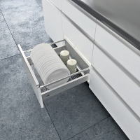 Комплект ящика Atira Compact H=144мм L=520мм W=600, с сеткой для тарелок, полного выдвижения, с доводчиком, серебристый, EB=12,5 мм (17296)