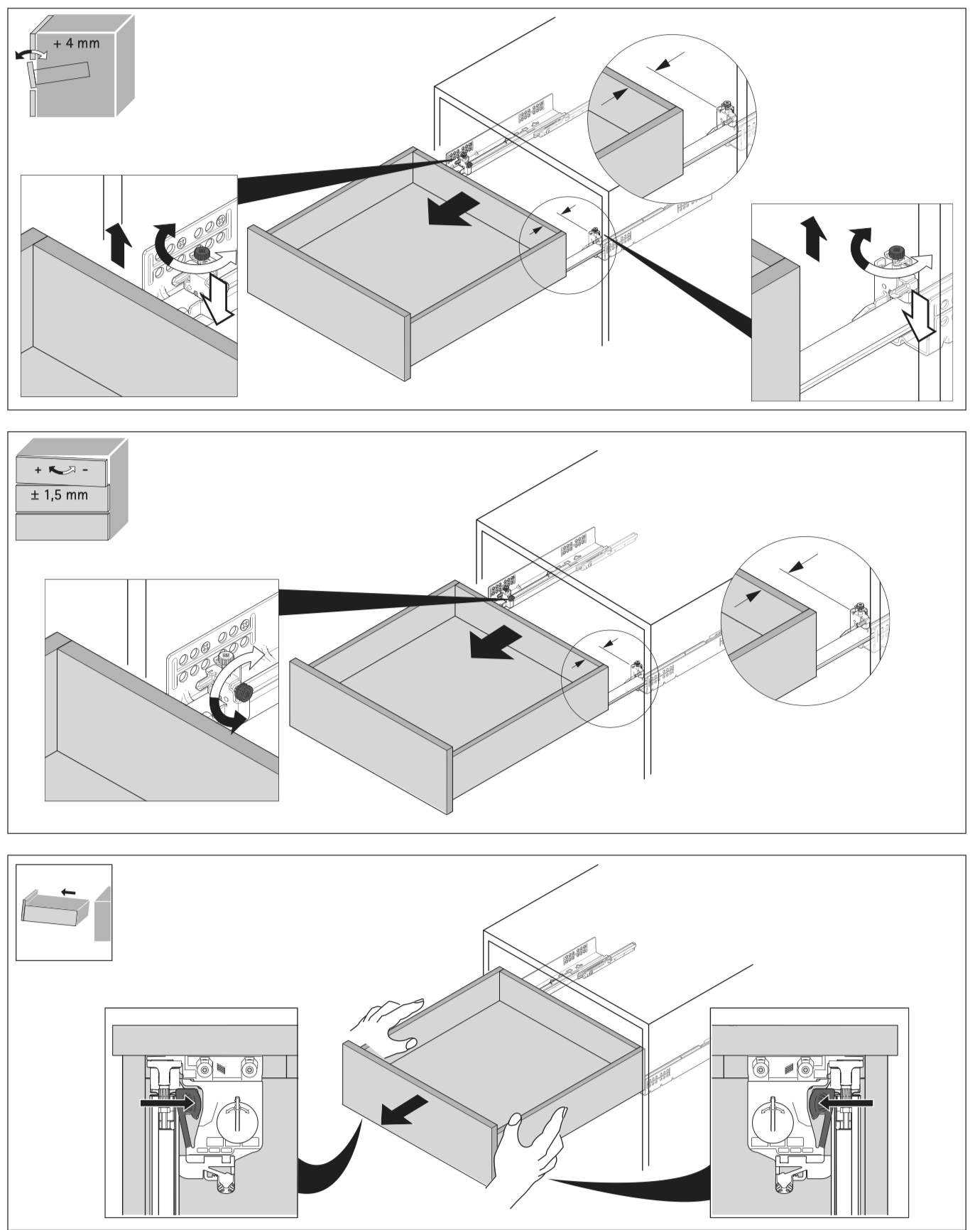 Направляючі Quadro V6 5D з механізмом Push to open, L-300 мм, з