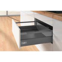 Комплект шухляди Atira H=144мм L=420мм з 1 релінгом, повного висування, Push to open Silent, антрацит (14442)