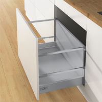 Комплект шухляди Atira H=144мм L=470мм з 2 релінгом, висота більше 200 мм, часткового висування, з дотягувачем, сріблястий (14452)