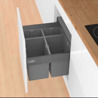 Висувний сортер для сміття InnoTech Atira Pull, секція 500 мм, 58 л. (29+29) Н=560 мм L=470 мм, навантаження 30 кг, з кріпленням на фасад (20606)