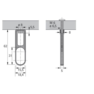 Центральное крепление овальной штанги SL 781, никель (70676) Hettich