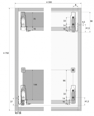 Карго Atira п/в Серый L470 B 70/144, с доводчиком (17547)