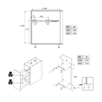 Карго LARIO 200 2-рівневий, в ширину корпус 400 мм, антрацит (9381029) Hettich