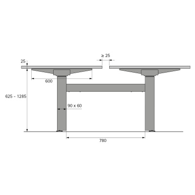 Комплект стола Steelforce Pro 670 SLS Bench, з електрорегулюванням висоти, білий (9311400) Hettich