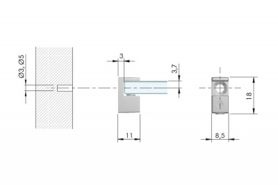 Полицетримач GRACE для скла 5-6мм, хром, Italiana Ferramenta