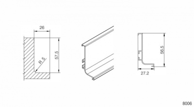 Gola Профіль L  д/фасаду без ручки L=4100 мм, мідь, Scilm
