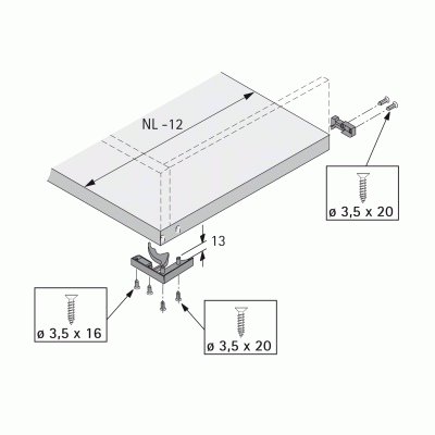 Фиксаторы и крепления для выдвижных полок, левая и правая (75808)
