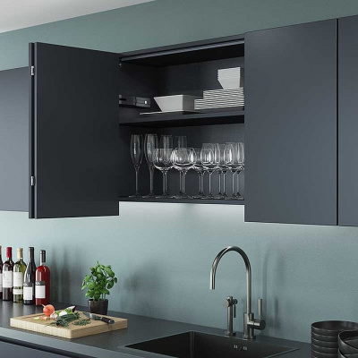 Комплект Kitchen WingLine S v2.0 для лівої та правої двері, без нижнього профілю, 4 стулки, в сірому кольорі (14003)