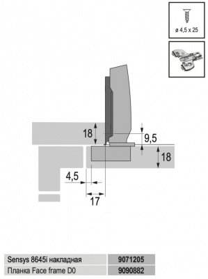 Монтажная планка лицевого фасада, дистанция 0.0 мм (9090882)