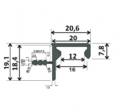 Gola Профіль у верхній модуль під LED, L=5м- білий