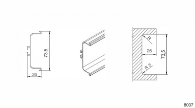 Gola Профіль C д/фасаду без ручки L=4100 мм, мідь, Scilm