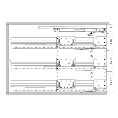 Комплект робочої станції Systema Top 2000 з напрямними Silent System повного висування, монтажна глибина мін 530 mm, чорний (41062) Hettich