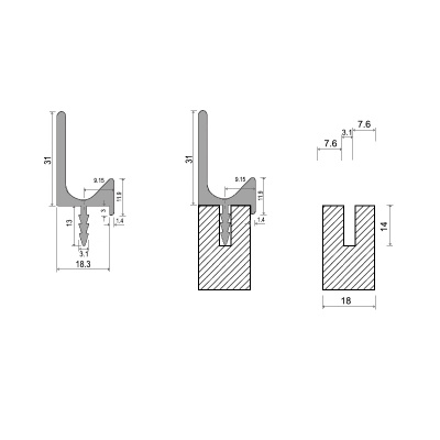 Врізний профіль-ручка UKW 105 18мм L=5м алюміній, Elite