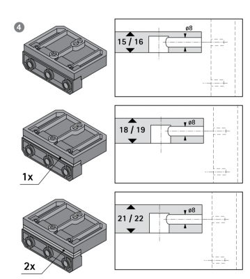 Свердлильний кондуктор BlueJig Dowel для дюбелів та стяжки Rastex (9079402)