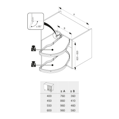 Комплект каркаса Salso, 400 мм, правый, антрацит (9381056) Hettich