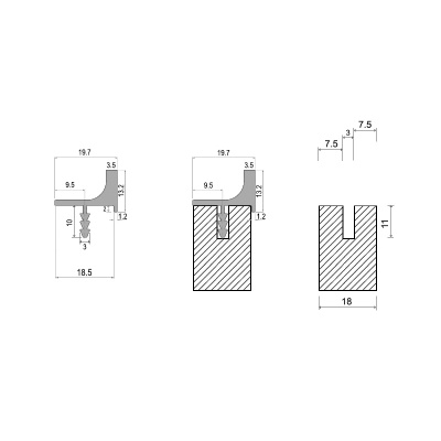 Врізний профіль-ручка PR-6, 18 мм, L=5 м, латунь фактура, Elite