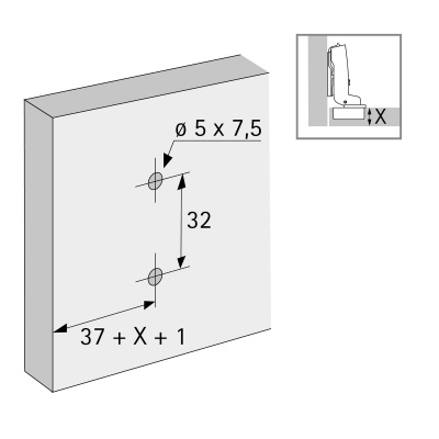 Монтажная планка Sensys/Intermat D=1,5 мм - Direct, со штифтами и винтами Ø 5 x 7,5 мм, с эксцентриком (9075066)