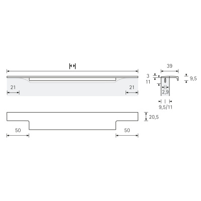 Ручка Lamezia, длина 795 мм, алюминий (9105833)