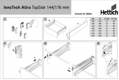 Адаптер для TopSide h=144, Atira, белый (9194658) Hettich