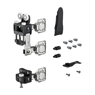Комплект фурнітури WingLine L для правих дверей, 25 кг, з функцією самозачинення, з нижнім елементом, чорний (9278490)
