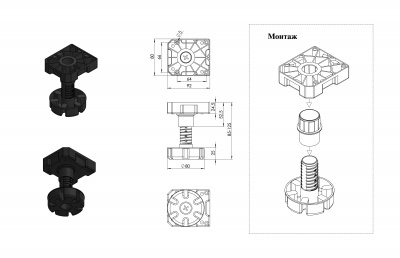Ножка Multi Leg H=85-125 мм, нагр. 450кг