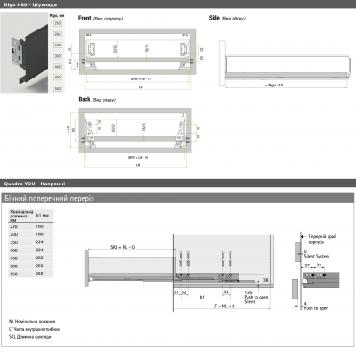 Комплект боковин RIGO, розміри 80×440 мм, колір антрацит