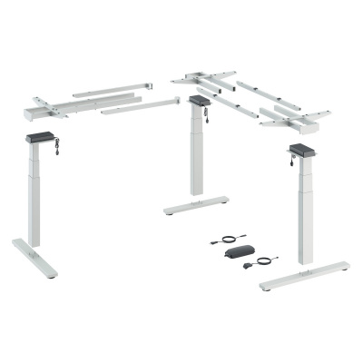 Комплект стола Steelforce Pro 671 SLS, з електрорегулюванням висоти, кут 90°, білий (9311392) Hettich