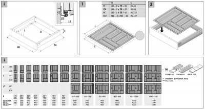 Організація лоток OrgaTray 440, пластик, W=801-900 мм L=441-520 мм, сірий (9194940)