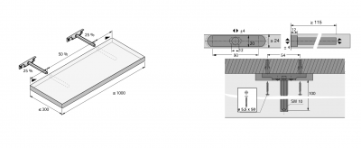 Полицетримач прихованого монтажу Titan 1, ø 12 мм, L=100 мм, плита 24 мм (1001167)