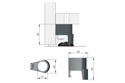 Корпус Spacer для ножки Integrato H=40мм  (30107020EA)