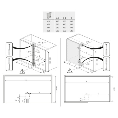 Кутовий механізм Salso 400 з Silent System, ширина фасаду 400 мм, лівий, хром/білий (22166) Hettich