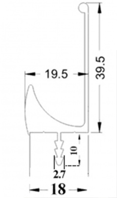 Врізний профіль-ручка UKW 5 18мм L=5м, хром, Elite