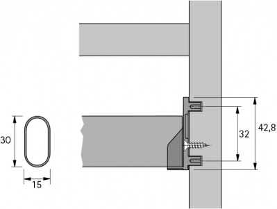 Крепление штанги SL 323, никель (70666) Hettich