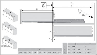 Комплект LED-підсвічування AvanTech YOU, NL ≤ 400 мм, антрацит (9326925) Hettich