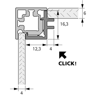 Декоративна заглушка для кутового профілю Cadro для скла, з виступом, 3000 мм, чорний матовий (9303920) Hettich