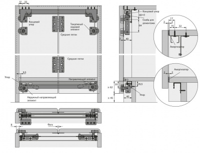 Комплект фурнітури Wing 77 для шафи з двома створками (70986)