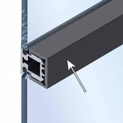 Декоративна заглушка для стикувального профілю Cadro для скла, 3000 мм, чорний матовий (9303922) Hettich