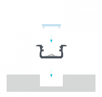 Профіль д/стрічки LED врізний (L=4150 мм), білий