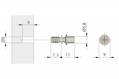 Flipper дюбель єврогвинт d=5мм L=8,8мм, Italiana Ferramenta