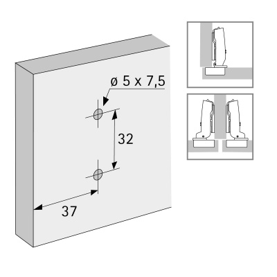 Монтажная планка Sensys/Intermat D=0 мм - Direct, со штифтами и винтами Ø 5 x 7,5 мм, с эксцентриком (9075065)