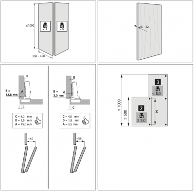 Комплект Kitchen WingLine S v2.0 для лівої двері, без нижнього профілю, 2 стулки, в сірому кольорі (14037)