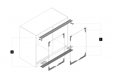 Комплект фурнітури для Slide Line M на 1 двері від 450 мм з дотягувачем, 10 кг (9201921)