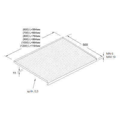 Поддон L= 900 гофрированный Light (Scilm), глубина 500