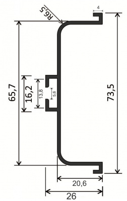 Gola Профіль C д/фасаду без ручки L=5м- латунь фактура