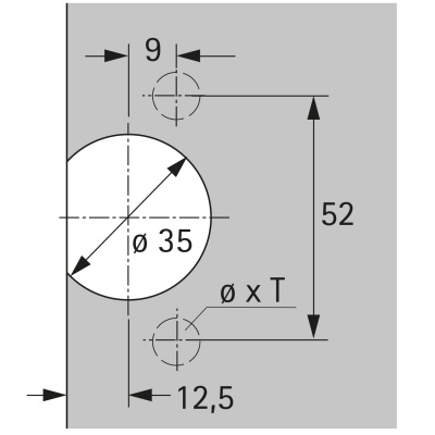Чашка петли Selekta, TX 32, 52 x 9 мм, под винт, никелированная (77736) Hettich